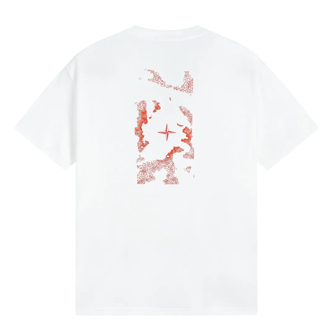 W660#P110💰 [Stone lsland/Stone Island summer blood red broken starry sky printed short-sleeved T-shirt] ⚠️[Original creation with high control of details] - Made of 230g combed cotton 32-count double yarn, soft and comfortable to the touch, sweat-absorbent and breathable. - Simple basic and versatile style, original single quality, the first choice for couples. - Made in a large factory, four needles and five threads on the shoulder, neatly arranged, high quality workmanship. - Same style for men and women. Very versatile, one piece for everyone, details are clearly visible. Color: Black White Size: M L